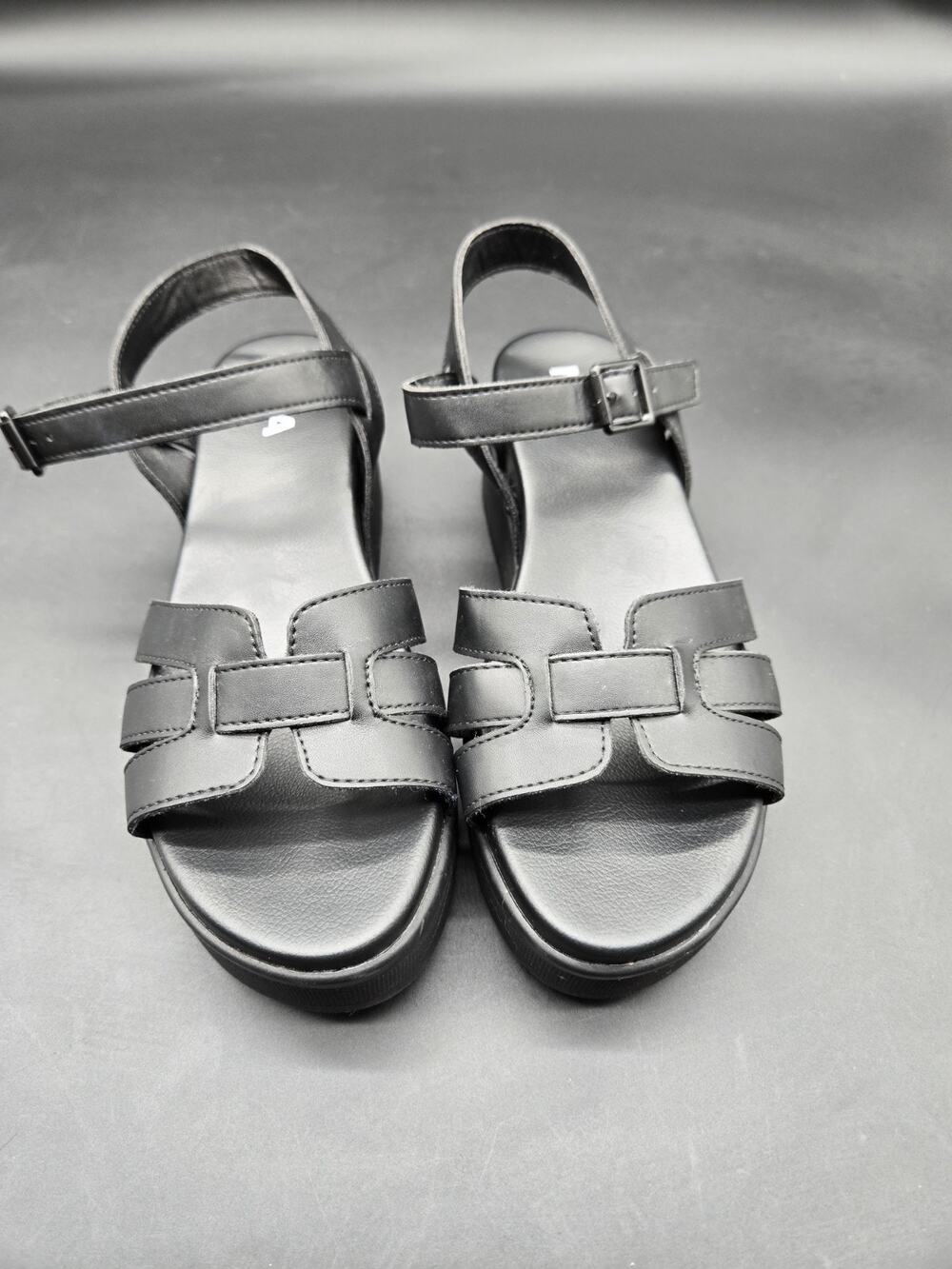 MIA Black Chunky Platform Ankle Strap Sandals Size 7 #104